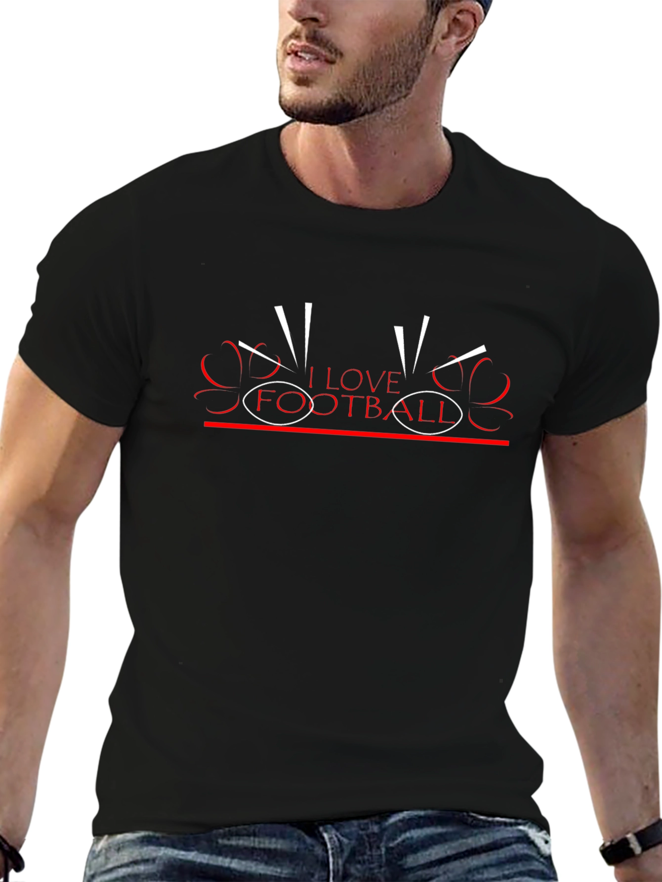 I Love Football Black Tee - Stylish Fan Apparel