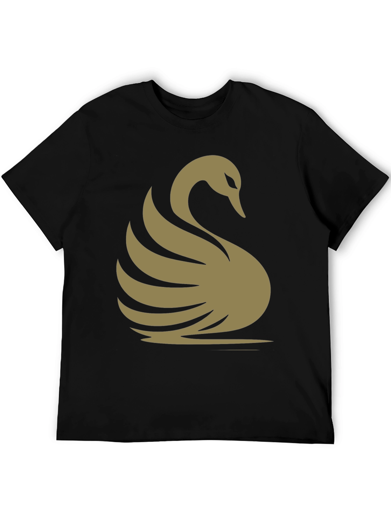 Elegant Swan Graphic Tee - Classic Black Cotton T-Shirt