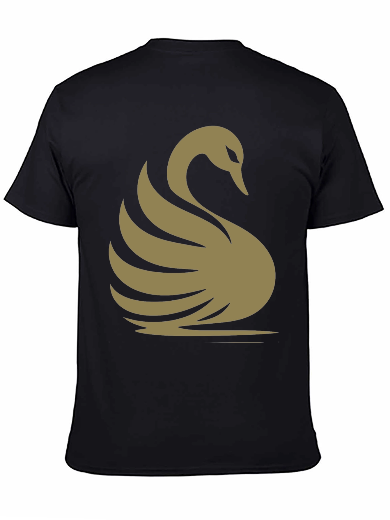 Elegant Swan Graphic Tee - Classic Black Cotton T-Shirt