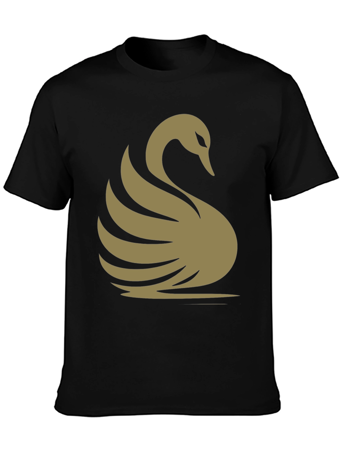 Elegant Swan Graphic Tee - Classic Black Cotton T-Shirt