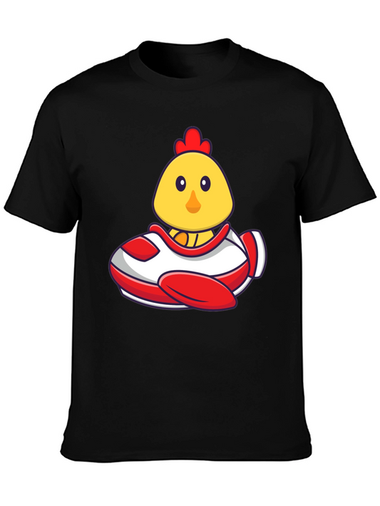 Cute Chicken Airplane Graphic T-Shirt