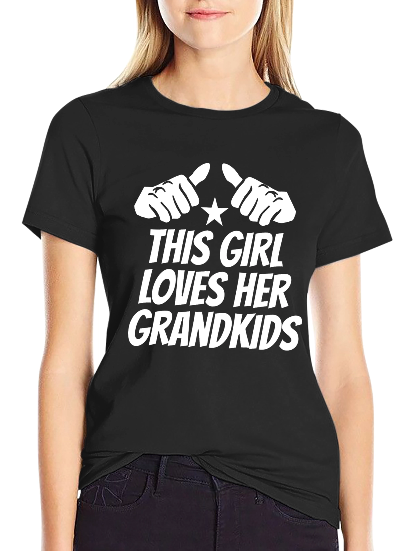 This Girl Loves Her Grandkids Black Graphic T-Shirt