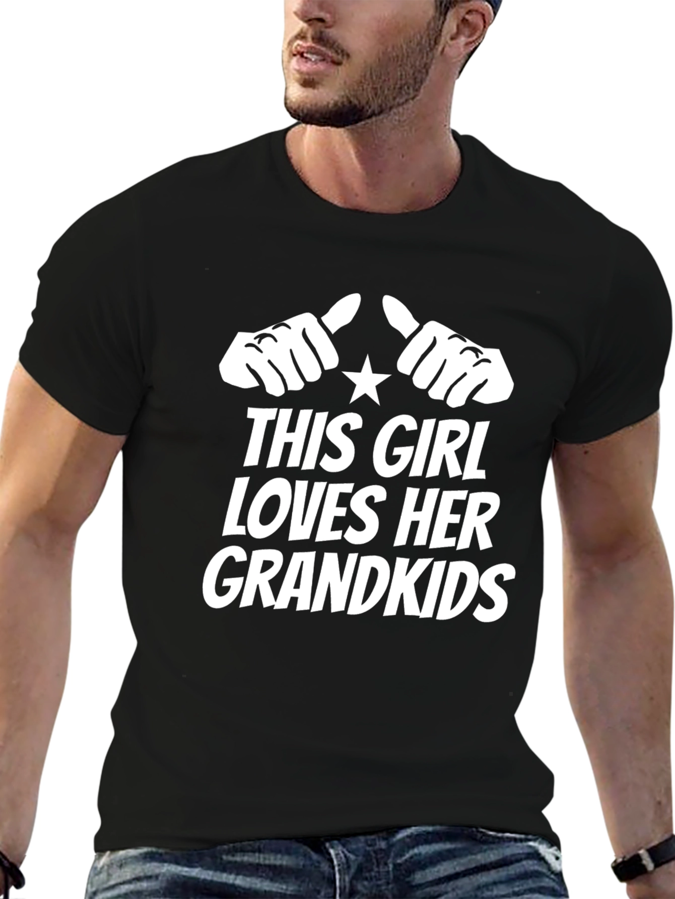 This Girl Loves Her Grandkids Black Graphic T-Shirt