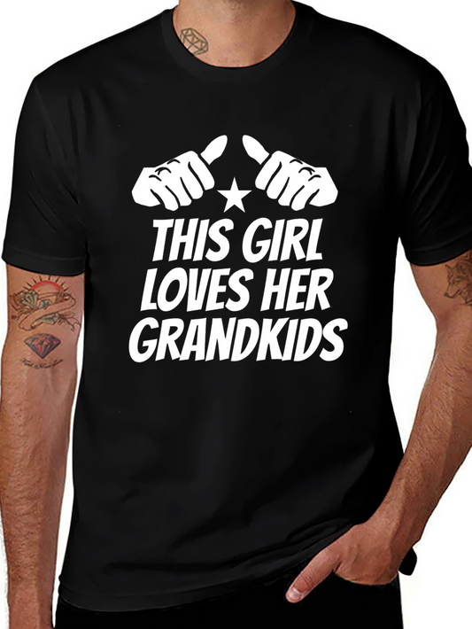 This Girl Loves Her Grandkids Black Graphic T-Shirt