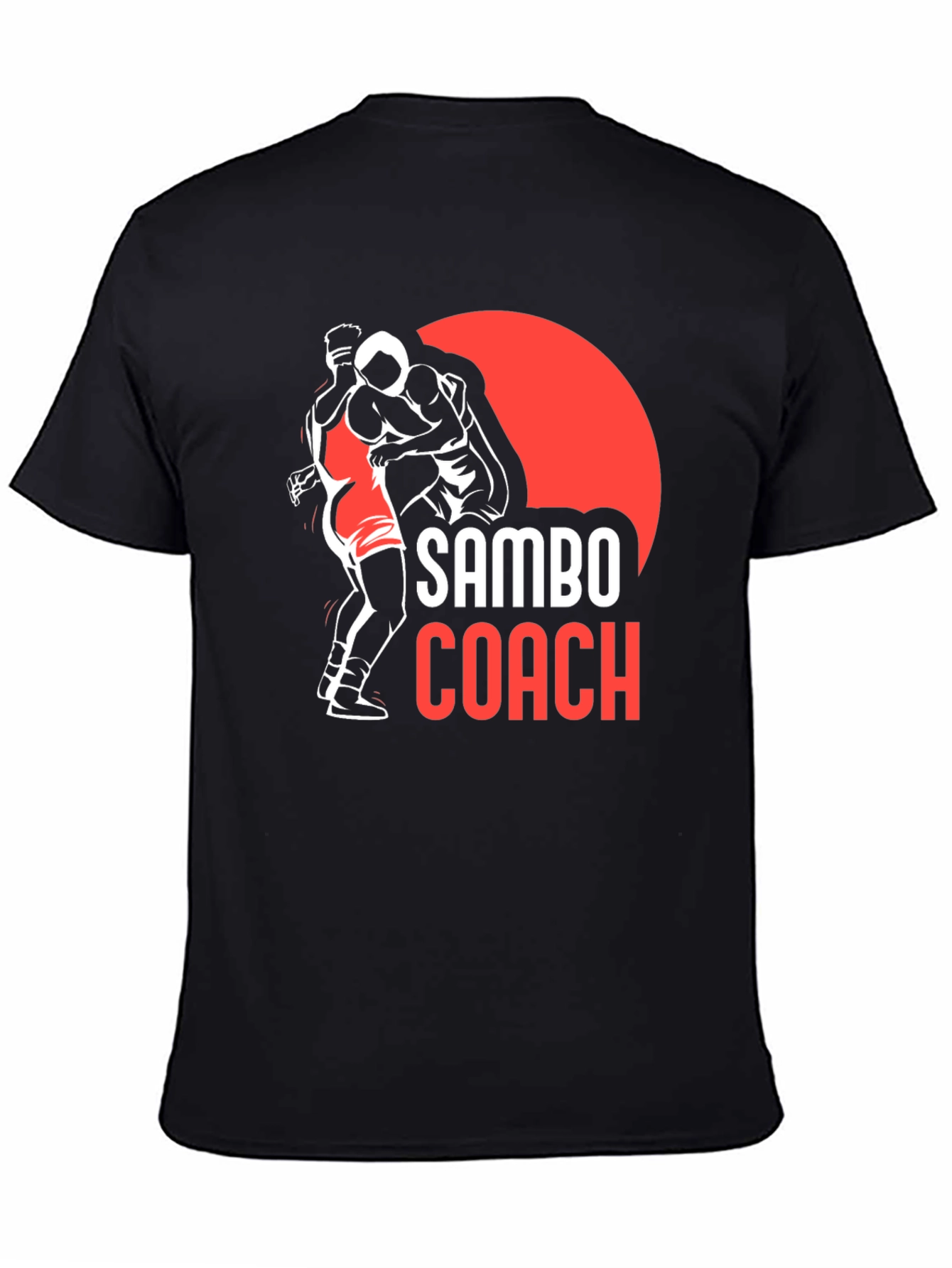 Sambo Coach Black T-Shirt: Wrestling Design