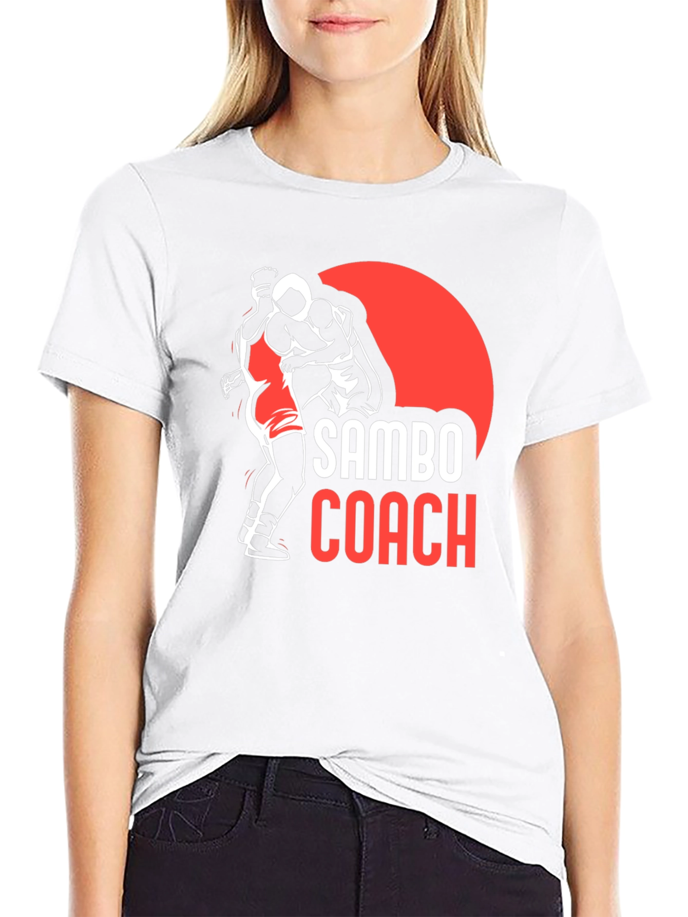 Sambo Coach Black T-Shirt: Wrestling Design