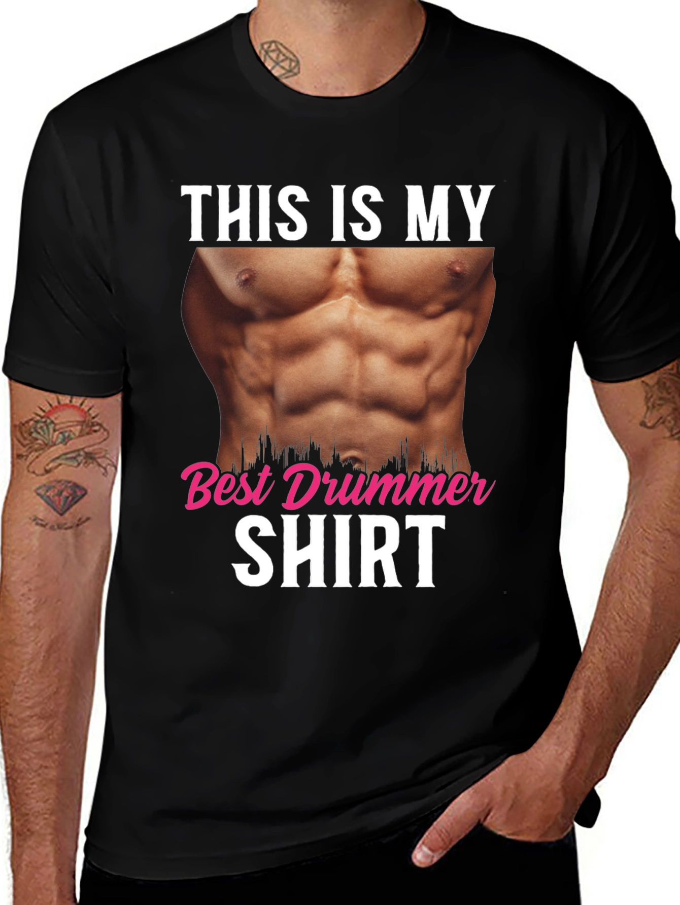 Funny Drummer T-Shirt - Abs Humor Tee