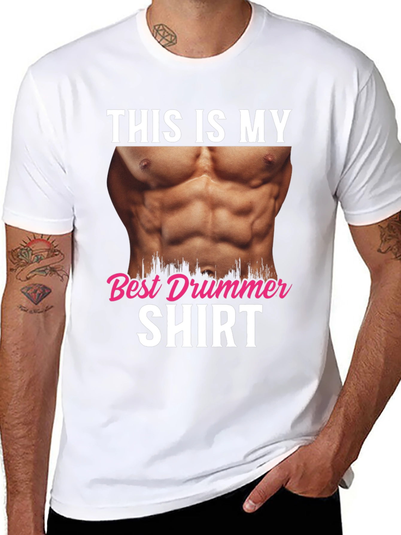Funny Drummer T-Shirt - Abs Humor Tee