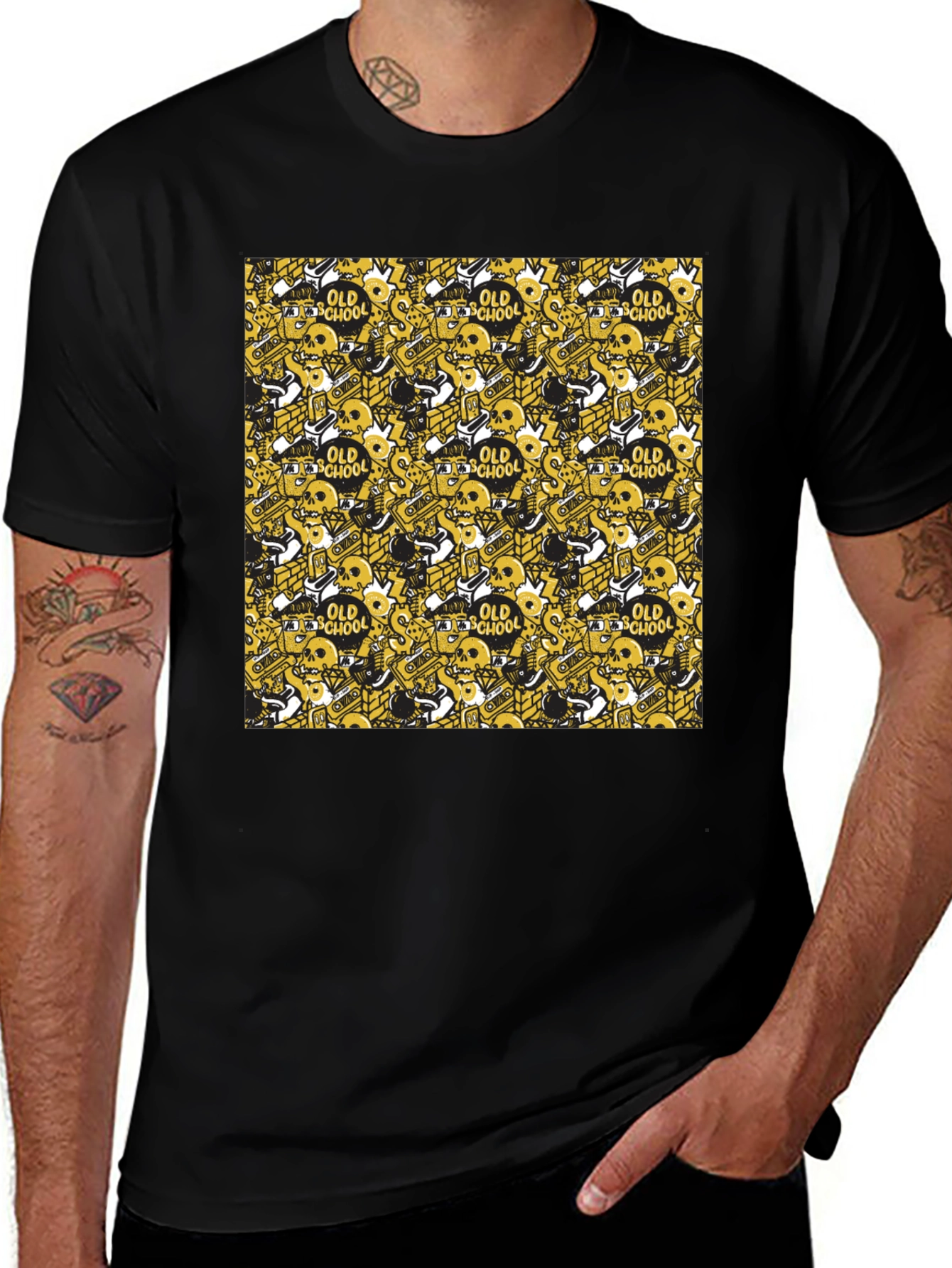 Old School Pattern Tee - Black