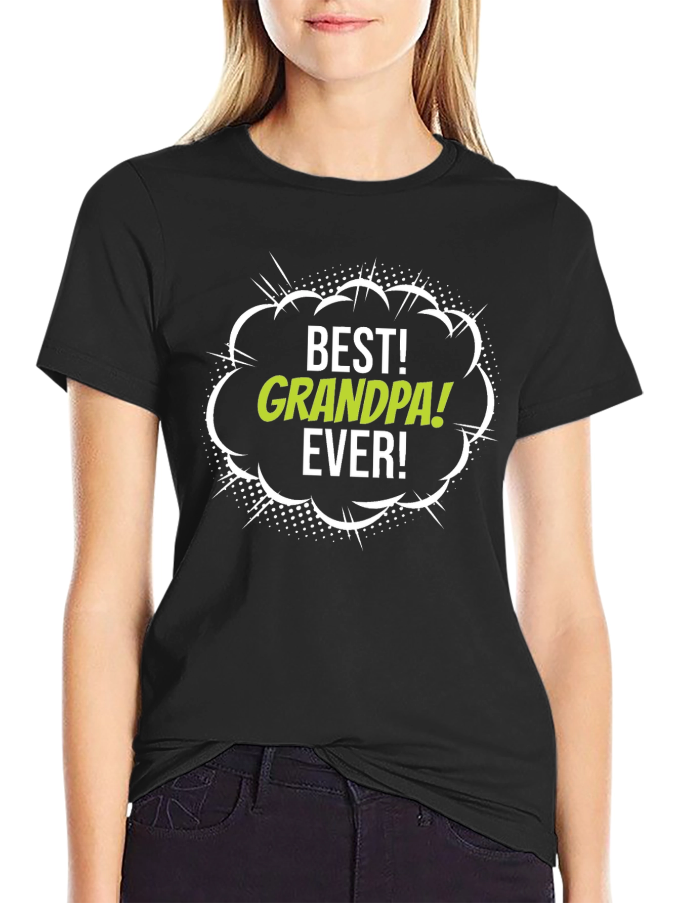Best Grandpa Ever Black Graphic T-Shirt