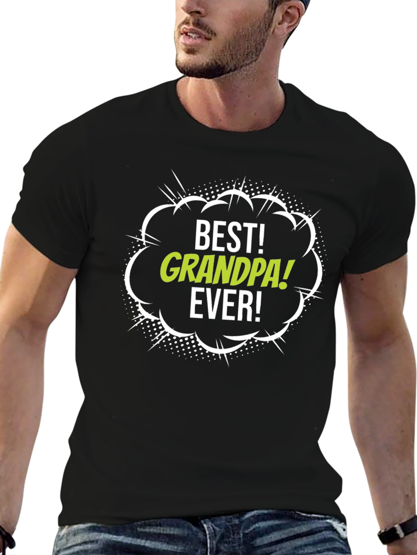 Best Grandpa Ever Black Graphic T-Shirt