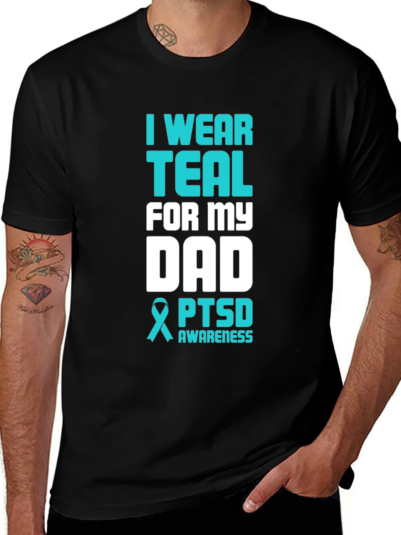 Teal PTSD Awareness Dad T-Shirt