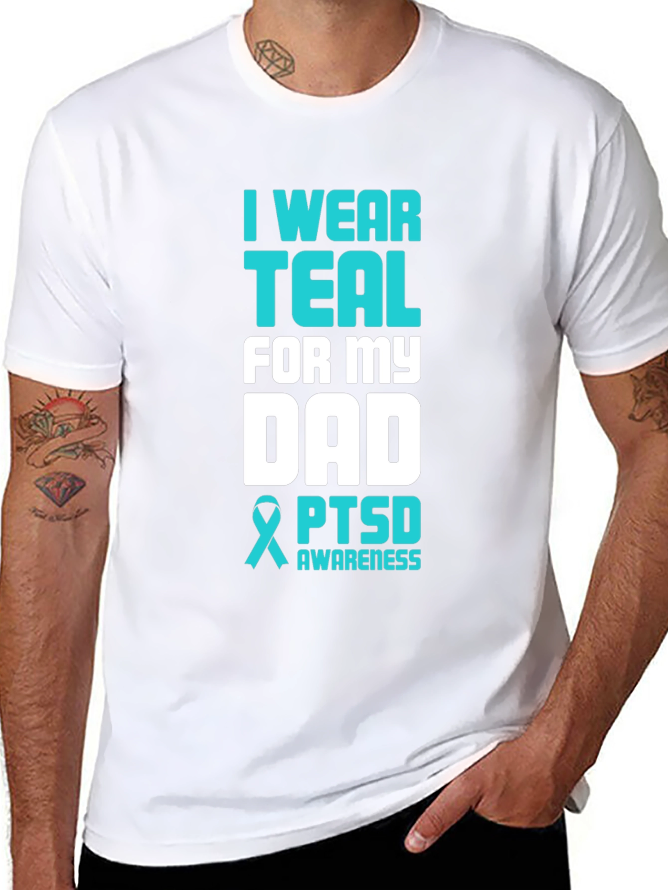 Teal PTSD Awareness Dad T-Shirt
