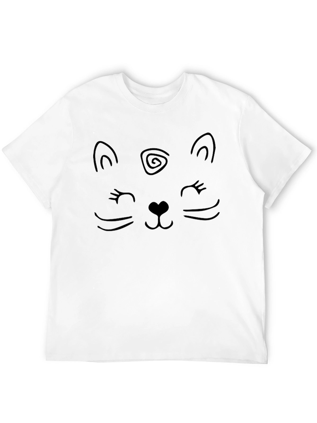 Cute Cat Face Black T-Shirt - Unique Graphic Tee