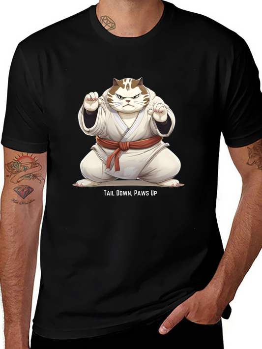 Funny Karate Cat T-Shirt - Tail Down Paws Up!