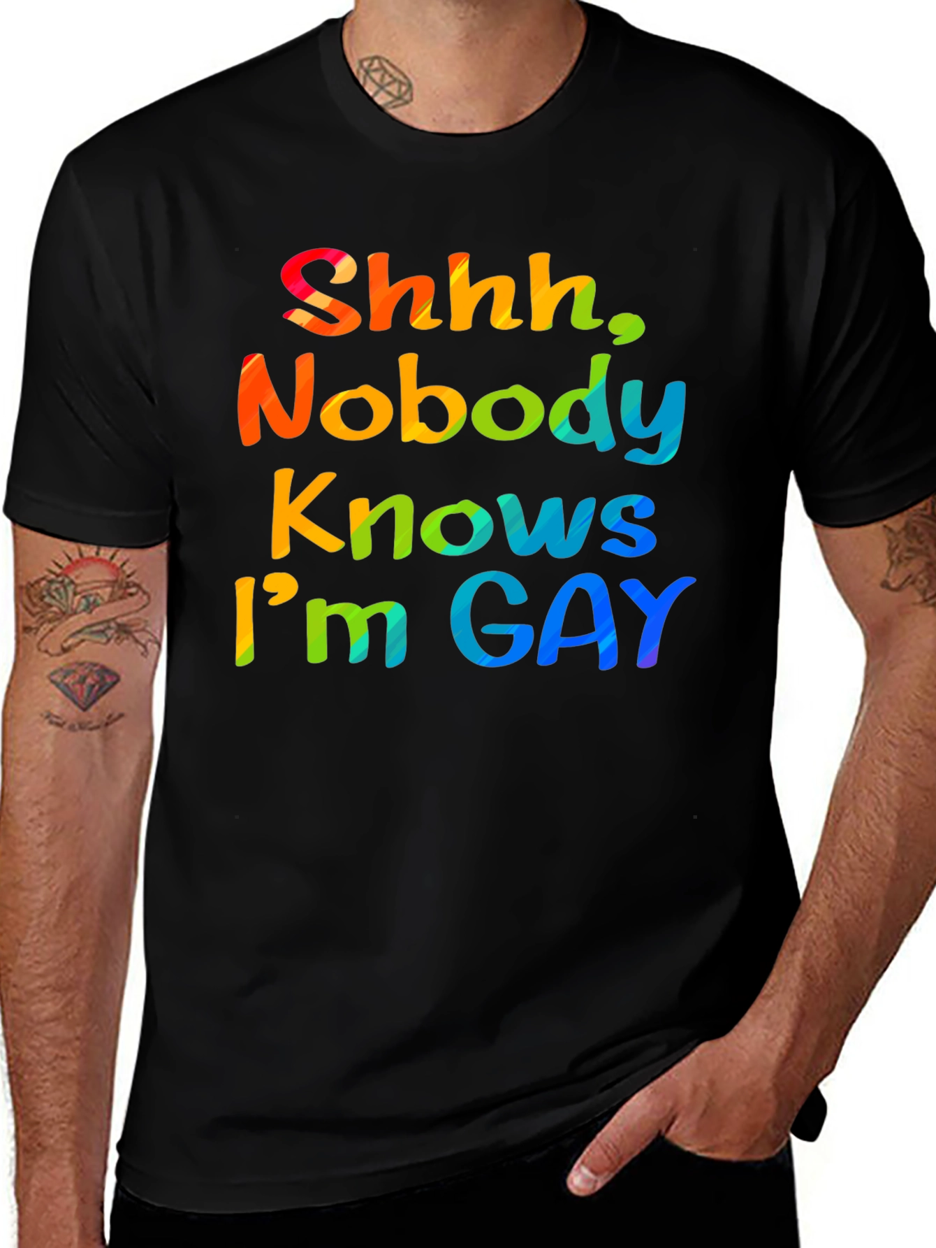 Shhh Nobody Knows Im Gay T-Shirt