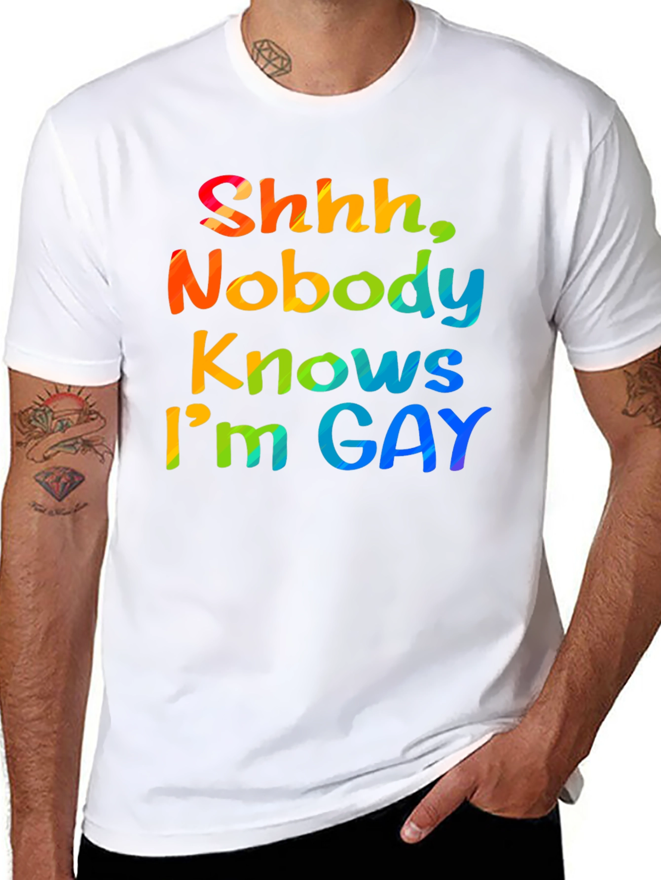 Shhh Nobody Knows Im Gay T-Shirt
