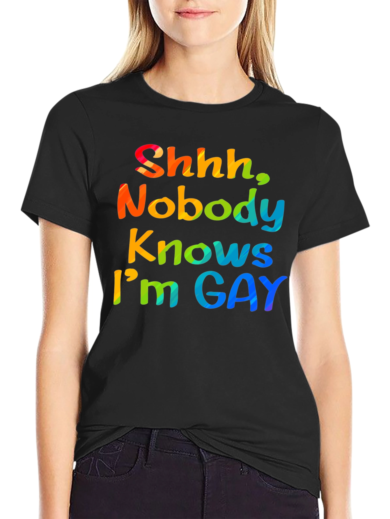 Shhh Nobody Knows Im Gay T-Shirt