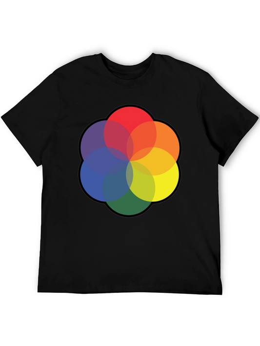 Colorful Overlapping Circles Graphic Black T-Shirt