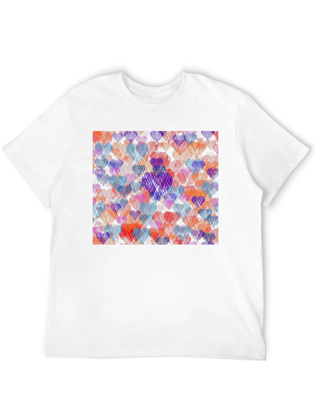 Heart Pattern Graphic Tee - Black