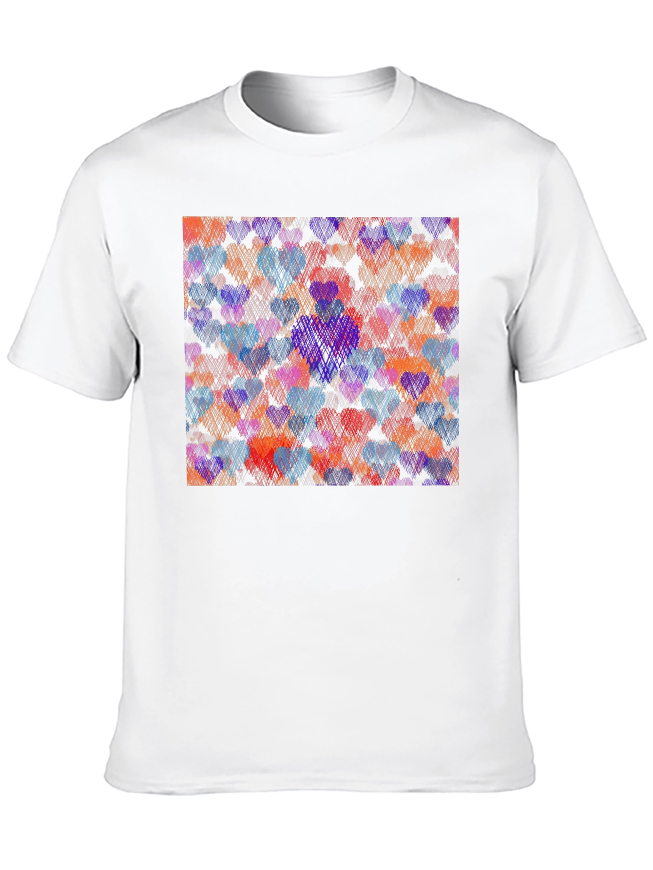 Heart Pattern Graphic Tee - Black