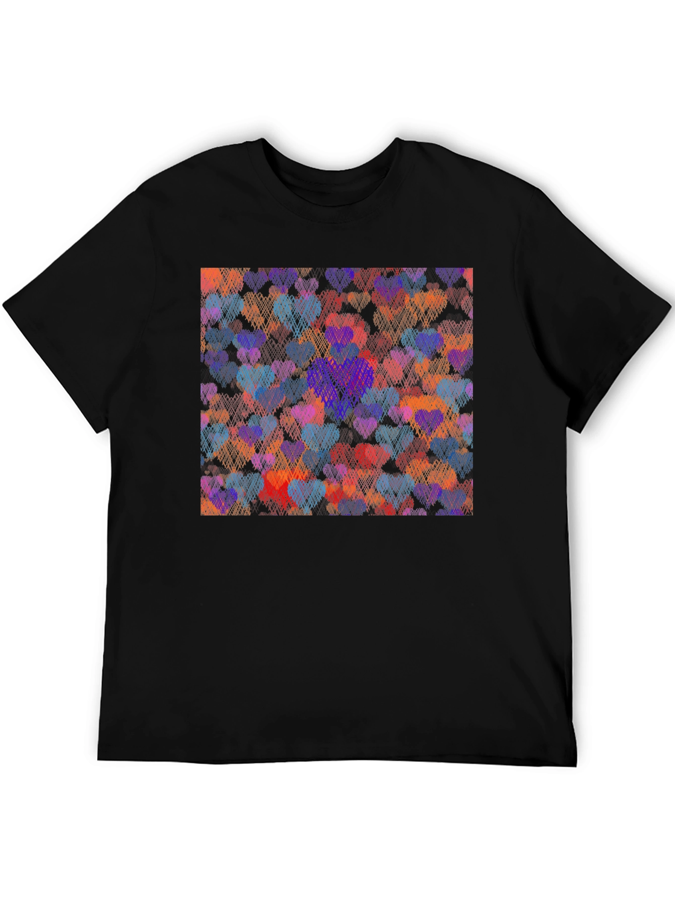Heart Pattern Graphic Tee - Black