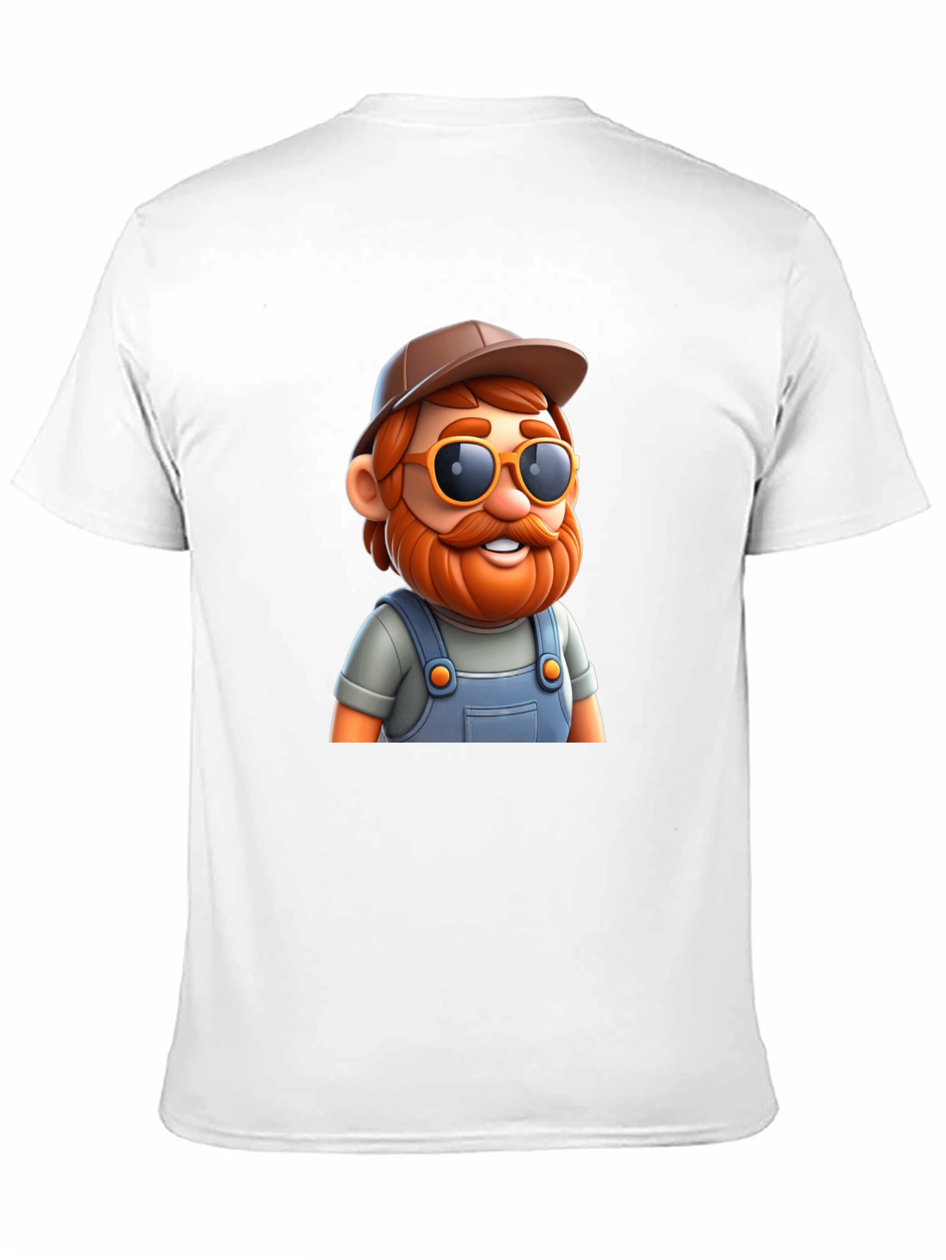 Cartoon Farmer Graphic Tee - Black Cotton Blend