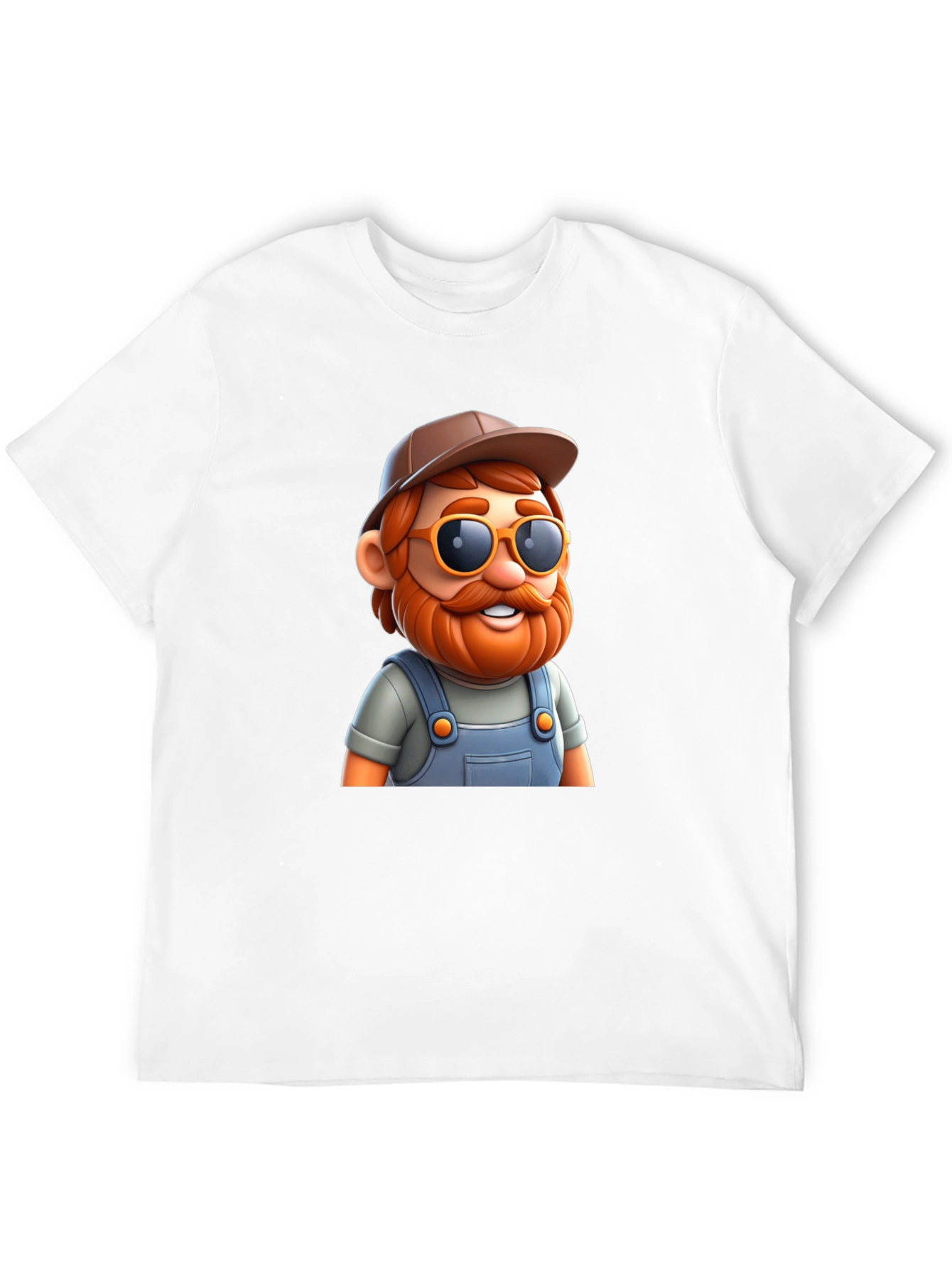 Cartoon Farmer Graphic Tee - Black Cotton Blend