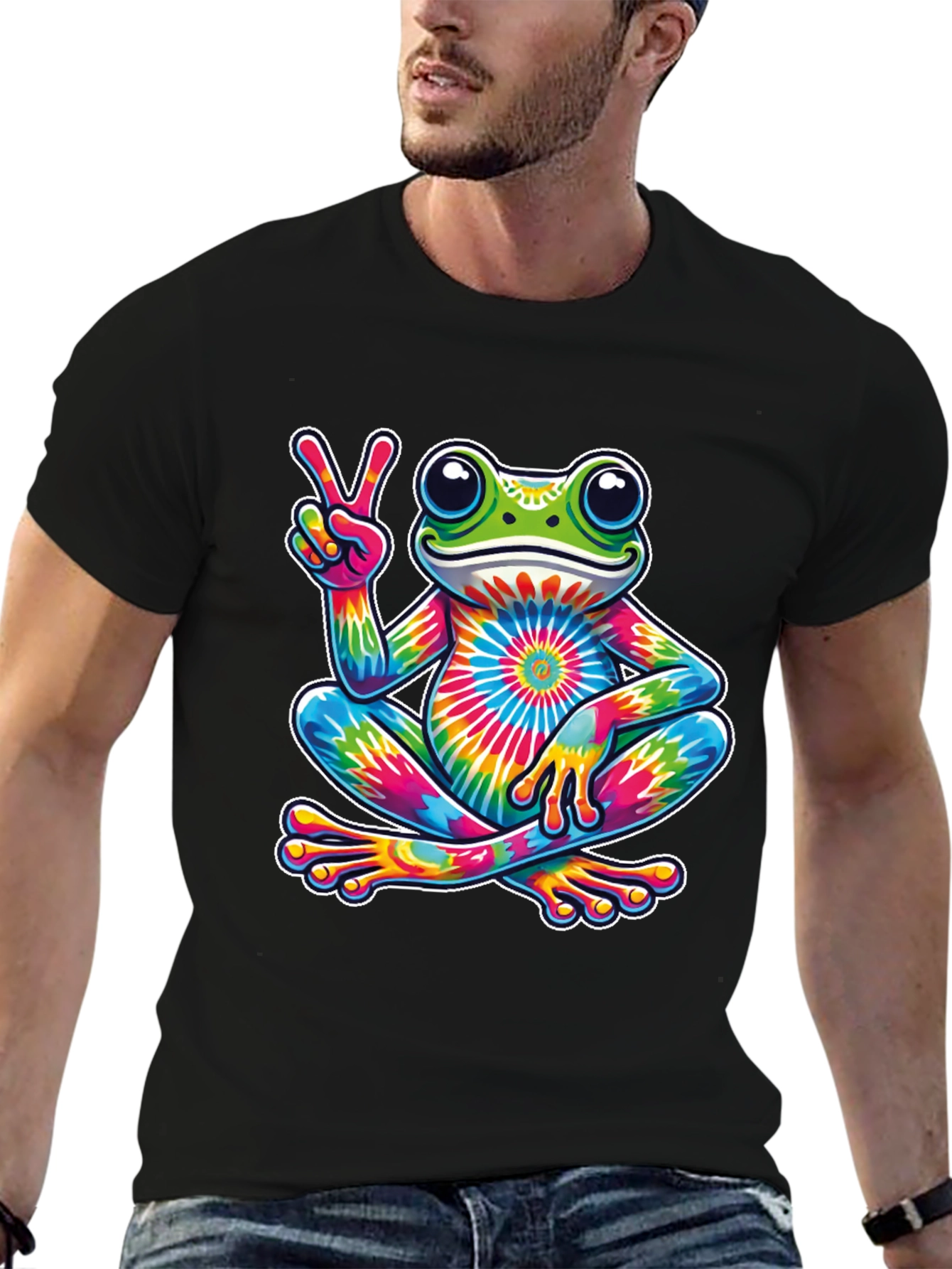 Tie-Dye Frog Peace Sign T-Shirt