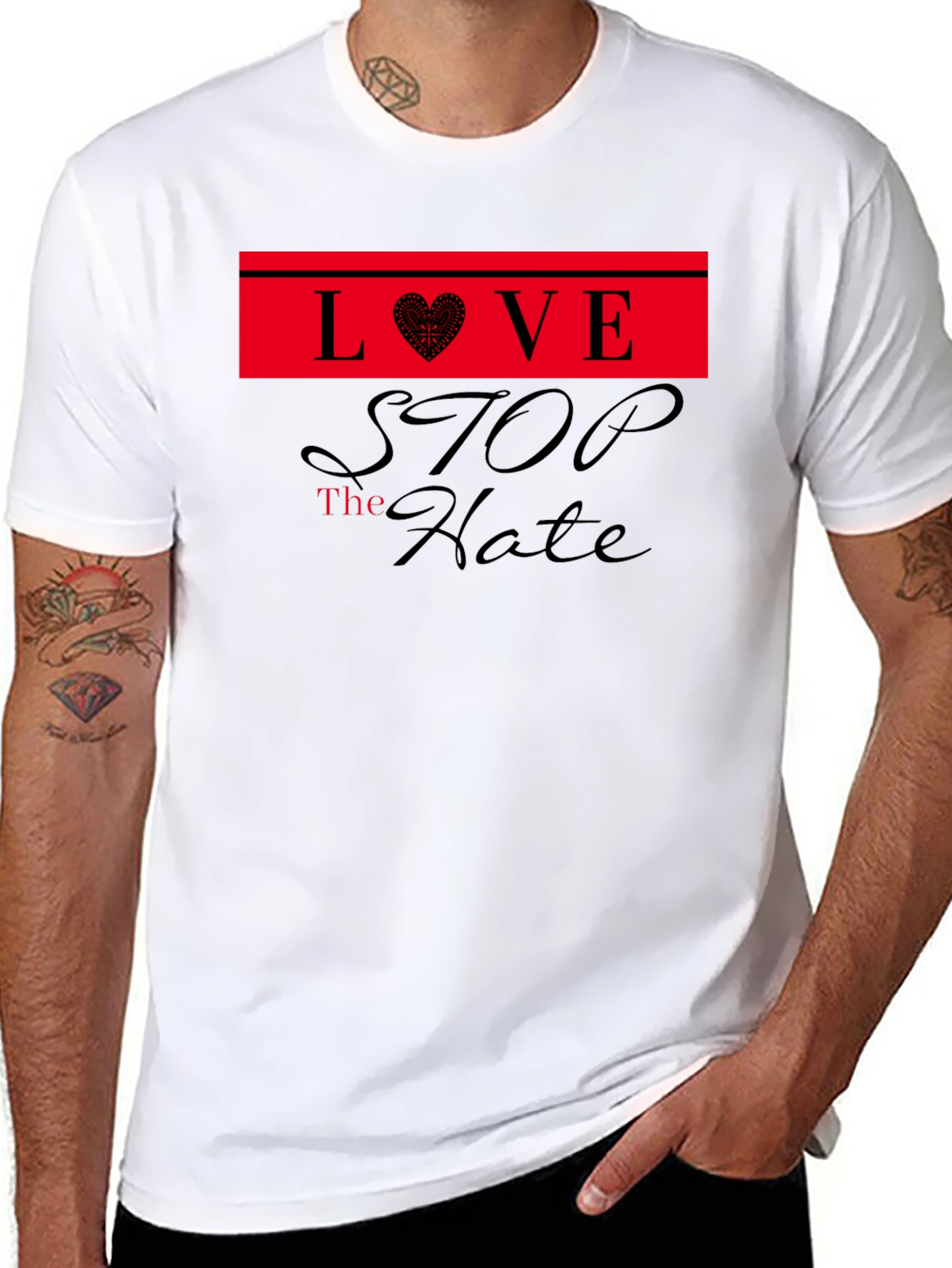 Love Stop Hate Black T-Shirt