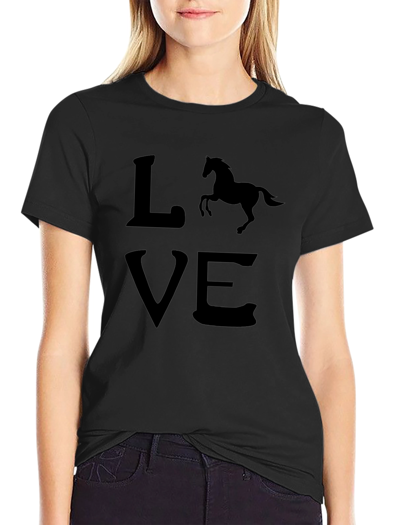 Love Horses Graphic T-Shirt - Black