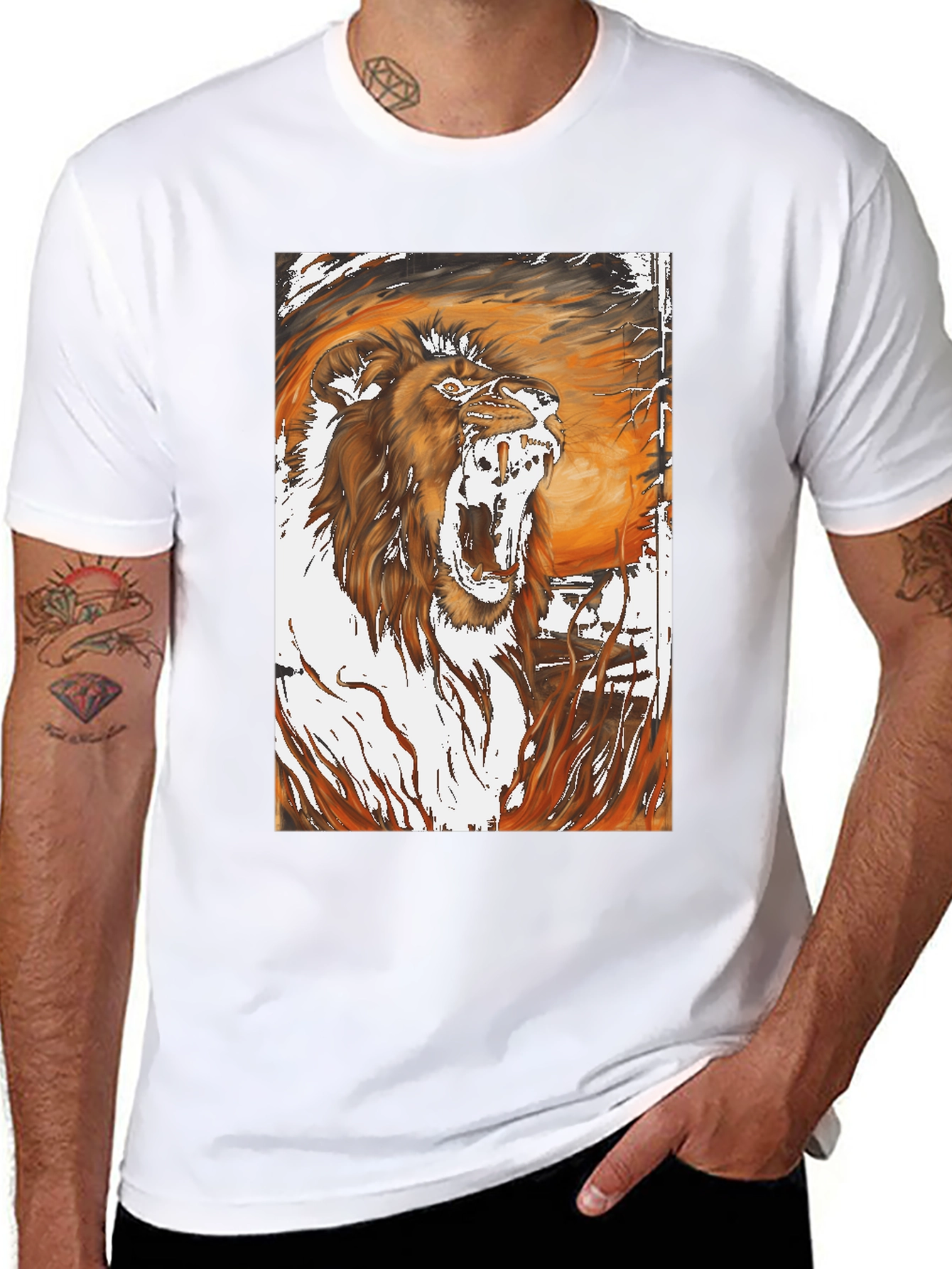 Roaring Lion Graphic Print T-Shirt