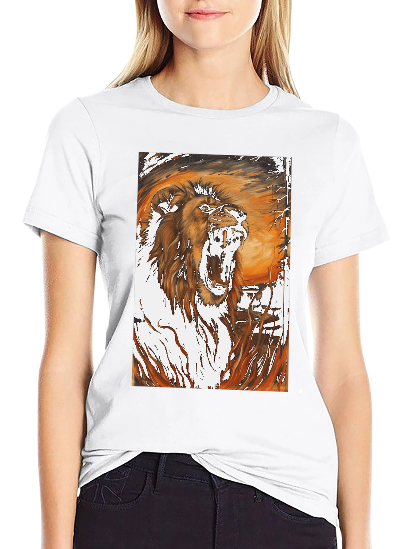 Roaring Lion Graphic Print T-Shirt