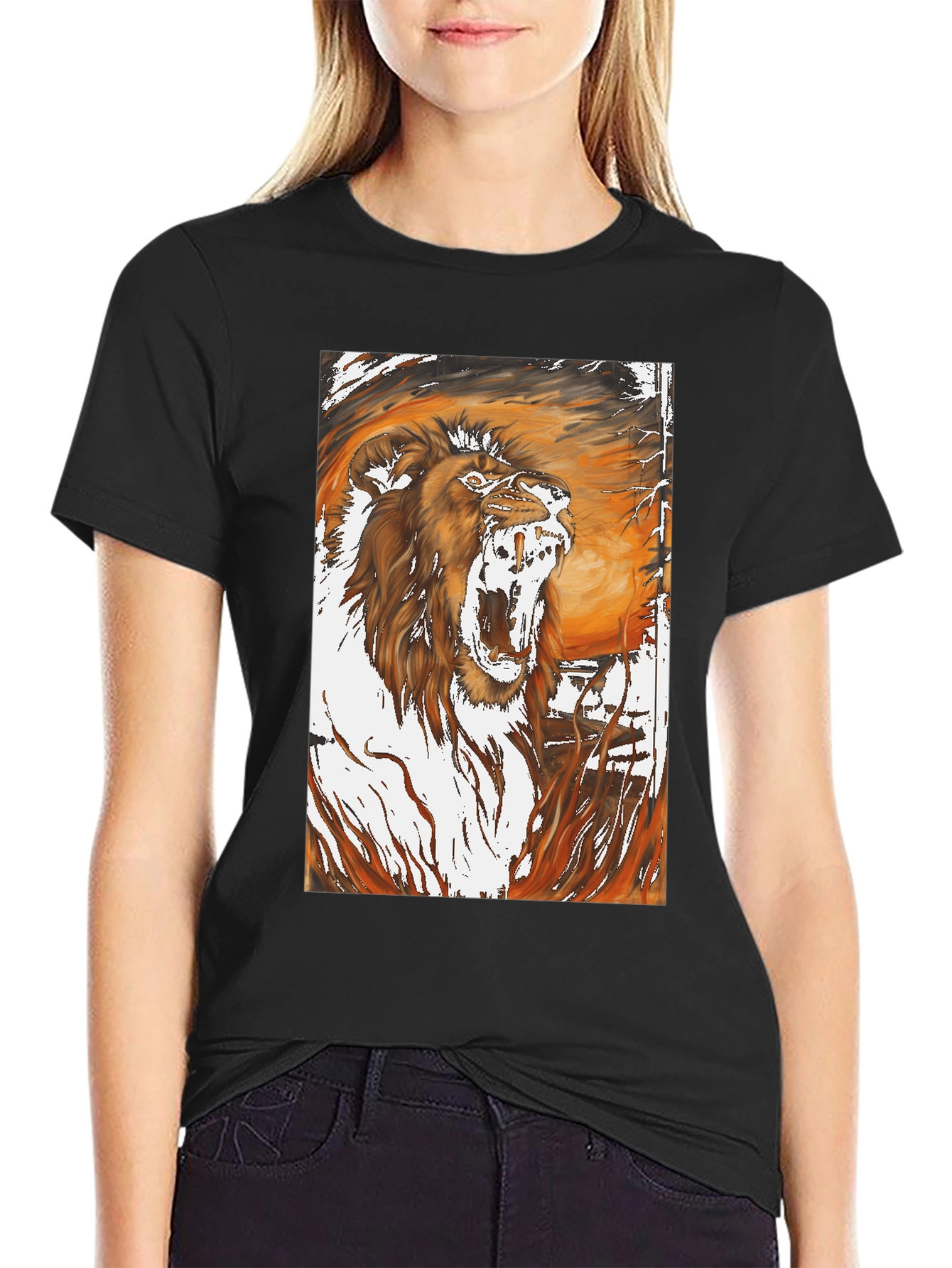 Roaring Lion Graphic Print T-Shirt