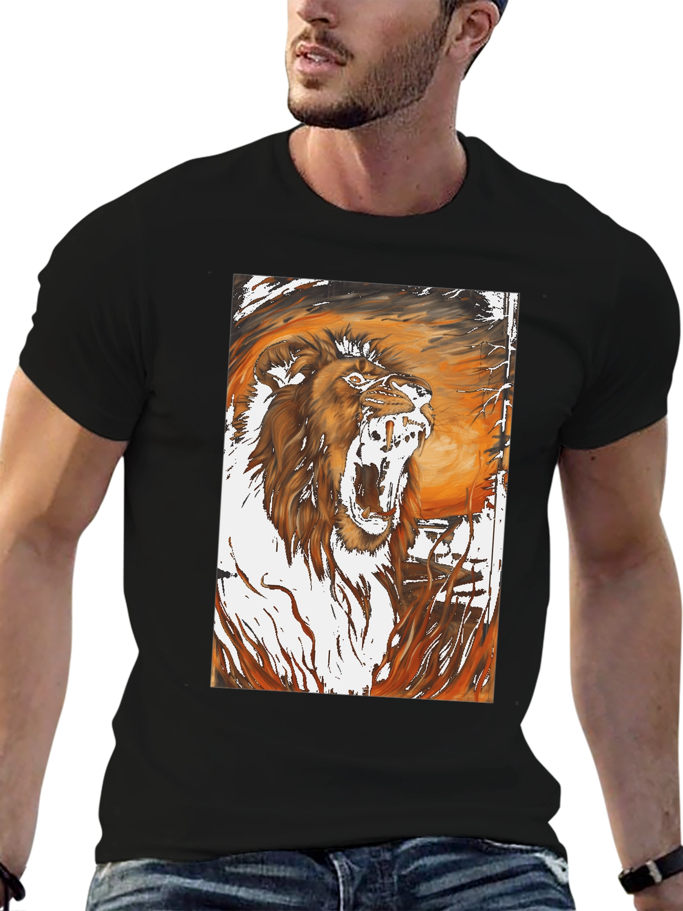Roaring Lion Graphic Print T-Shirt