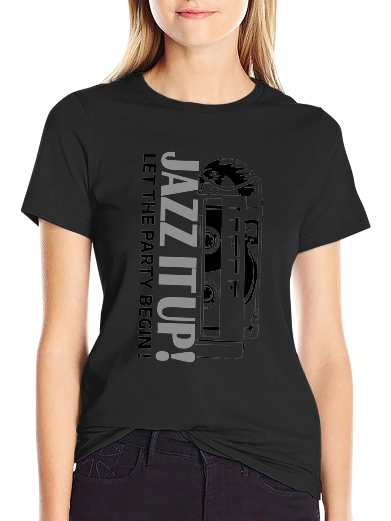 Jazz It Up! Graphic Print Crew Neck T-Shirt