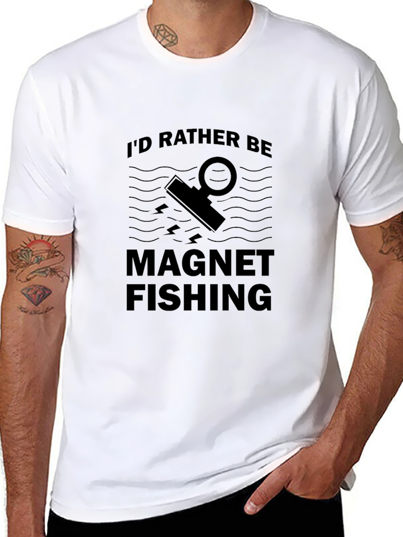 Magnet Fishing Graphic Tee - Black Cotton