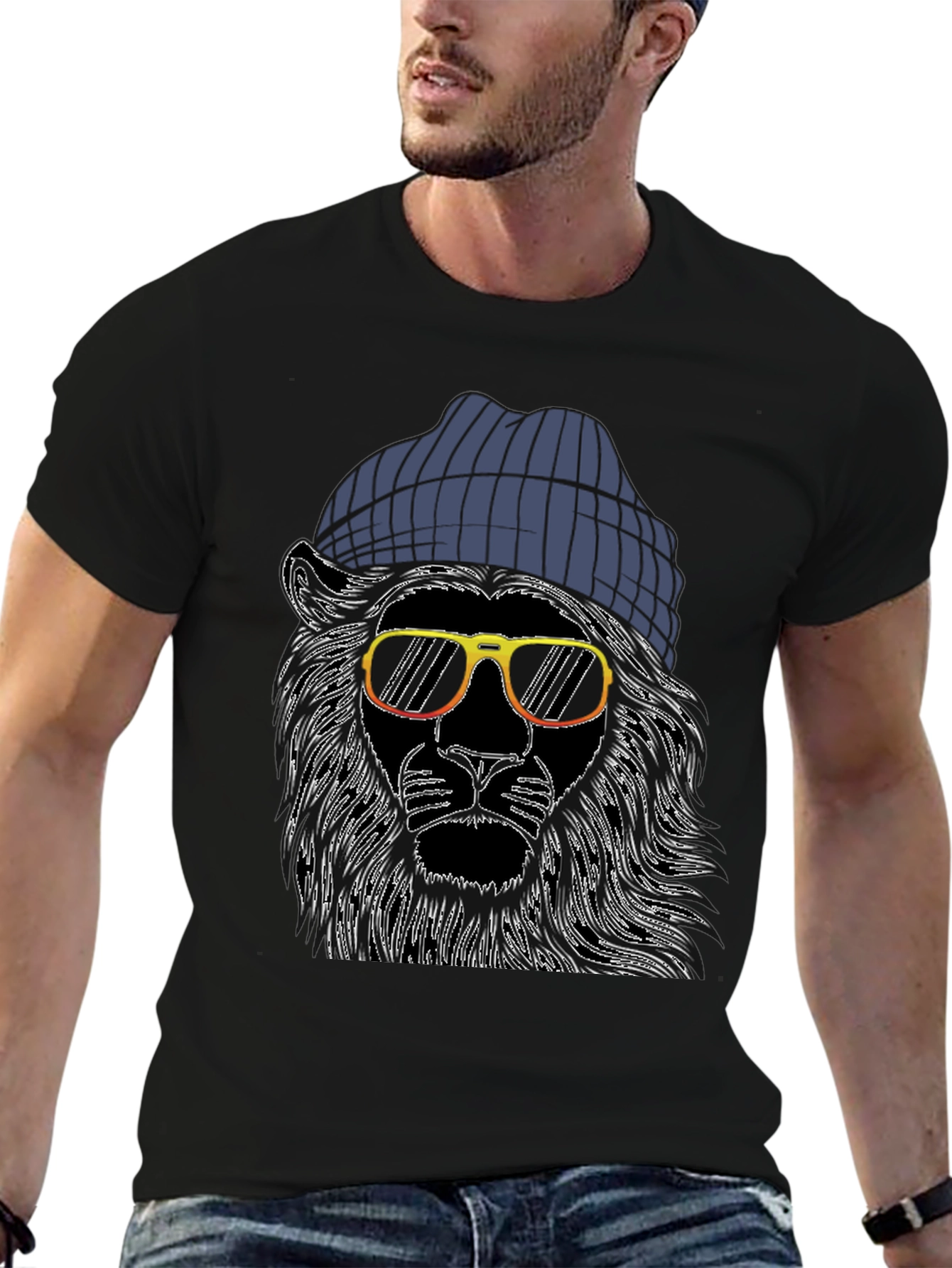 Cool Lion Graphic Tee - Mens Black T-Shirt
