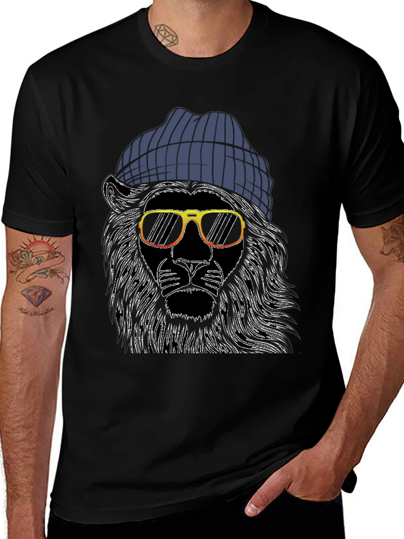 Cool Lion Graphic Tee - Mens Black T-Shirt