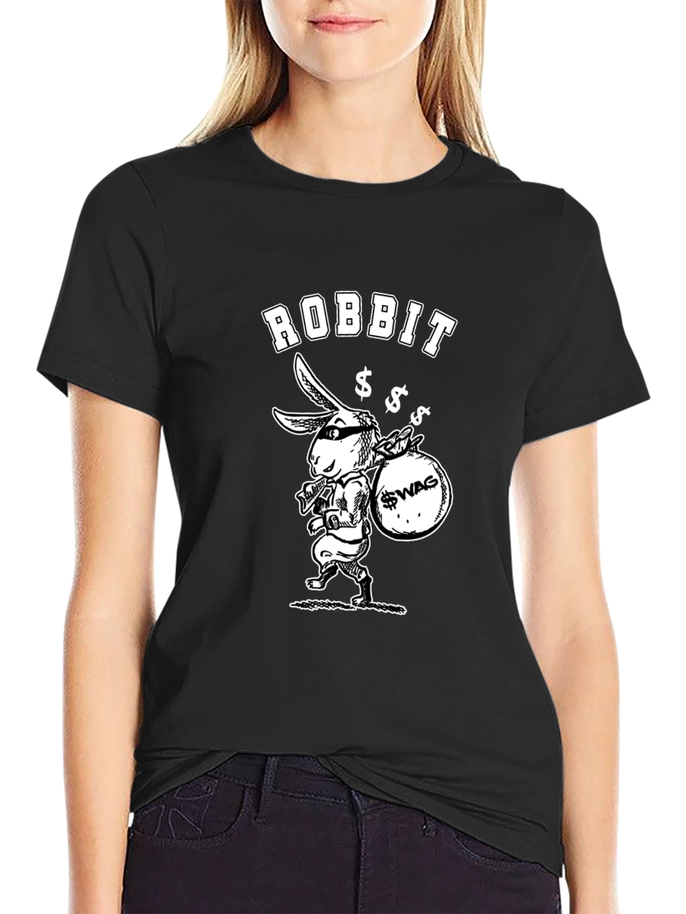 Robbit Swag Graphic T-Shirt - Black