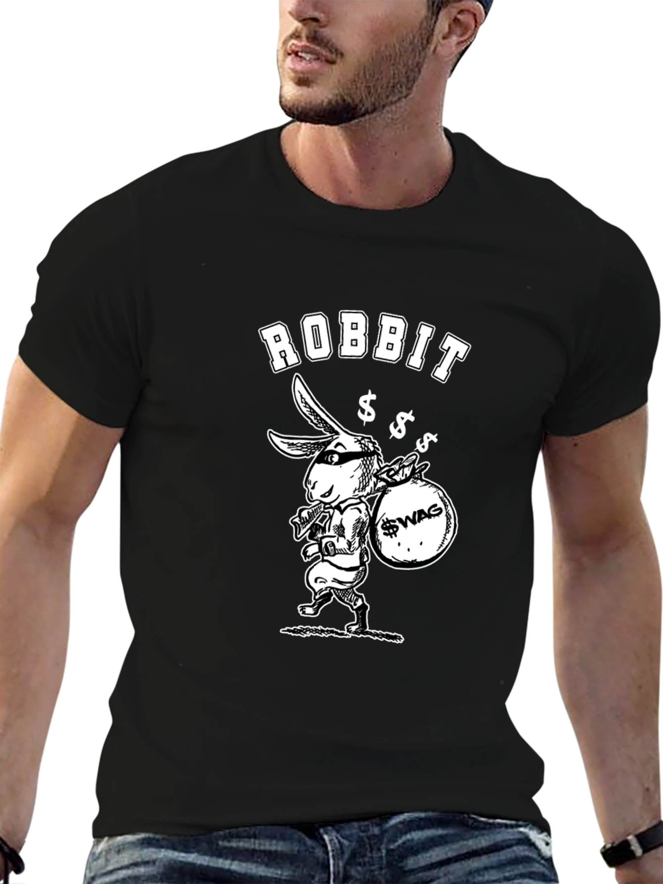 Robbit Swag Graphic T-Shirt - Black