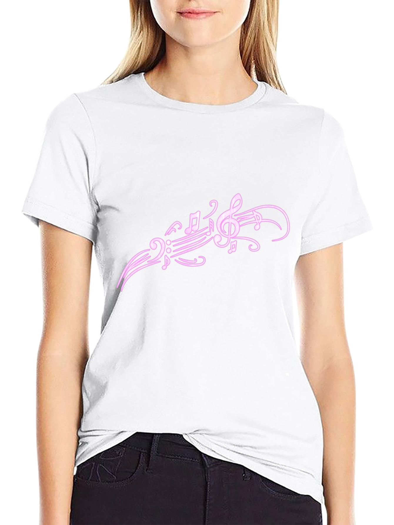 Musical Note Graphic Tee - Trendy Black T-Shirt