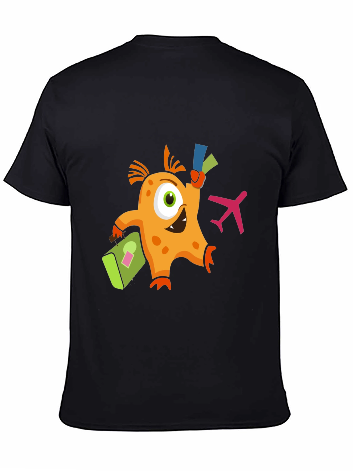 Monster Travel T-Shirt - Black Crew Neck