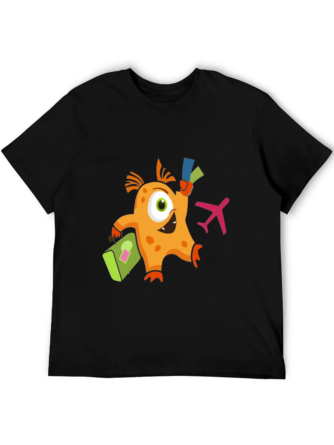 Monster Travel T-Shirt - Black Crew Neck