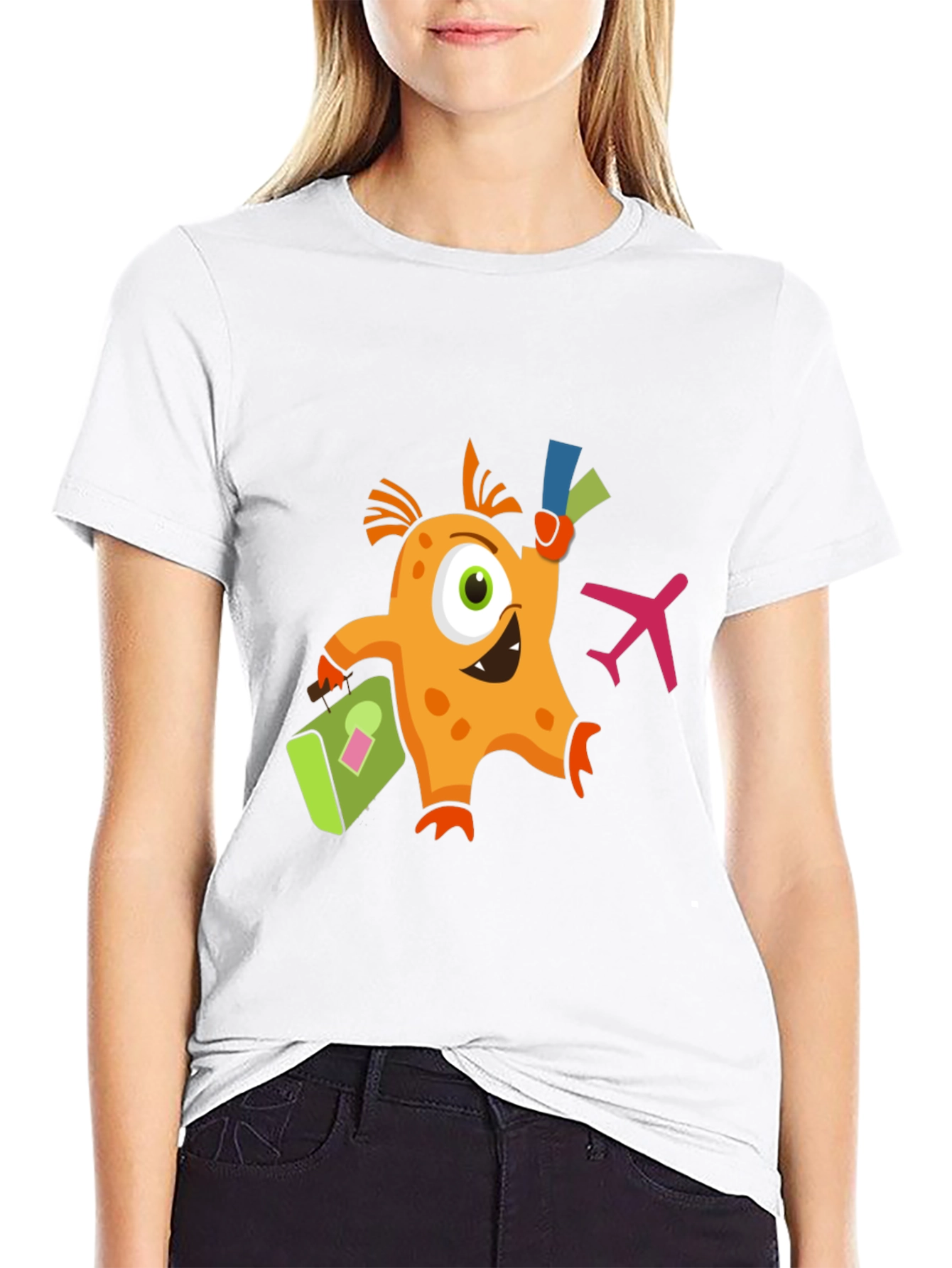 Monster Travel T-Shirt - Black Crew Neck