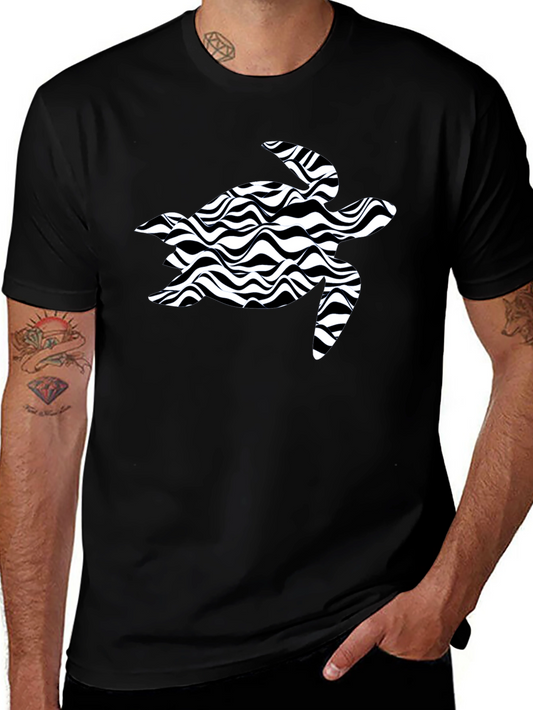 Black Turtle Wave Pattern T-Shirt