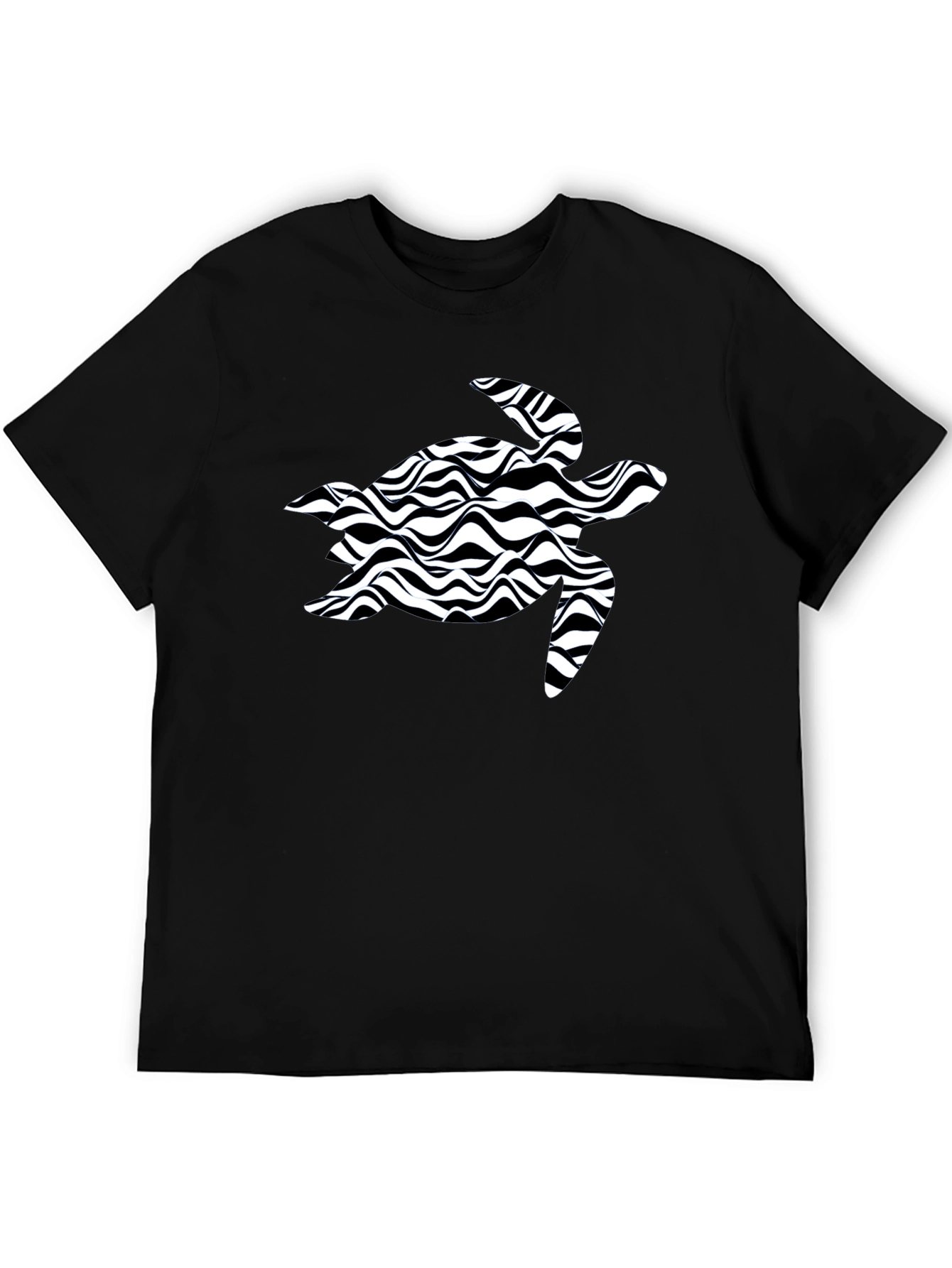 Black Turtle Wave Pattern T-Shirt