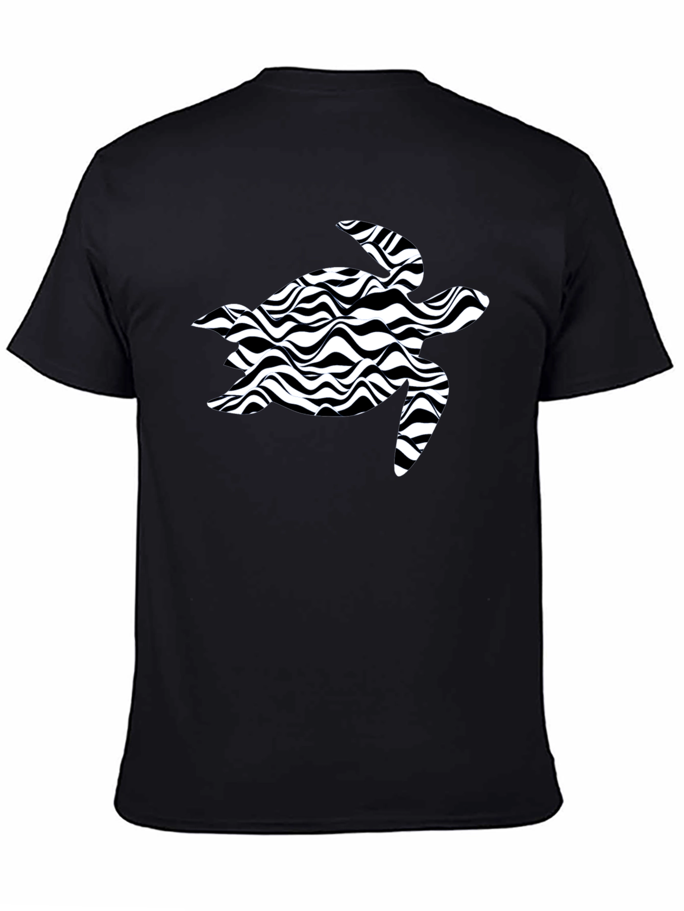 Black Turtle Wave Pattern T-Shirt