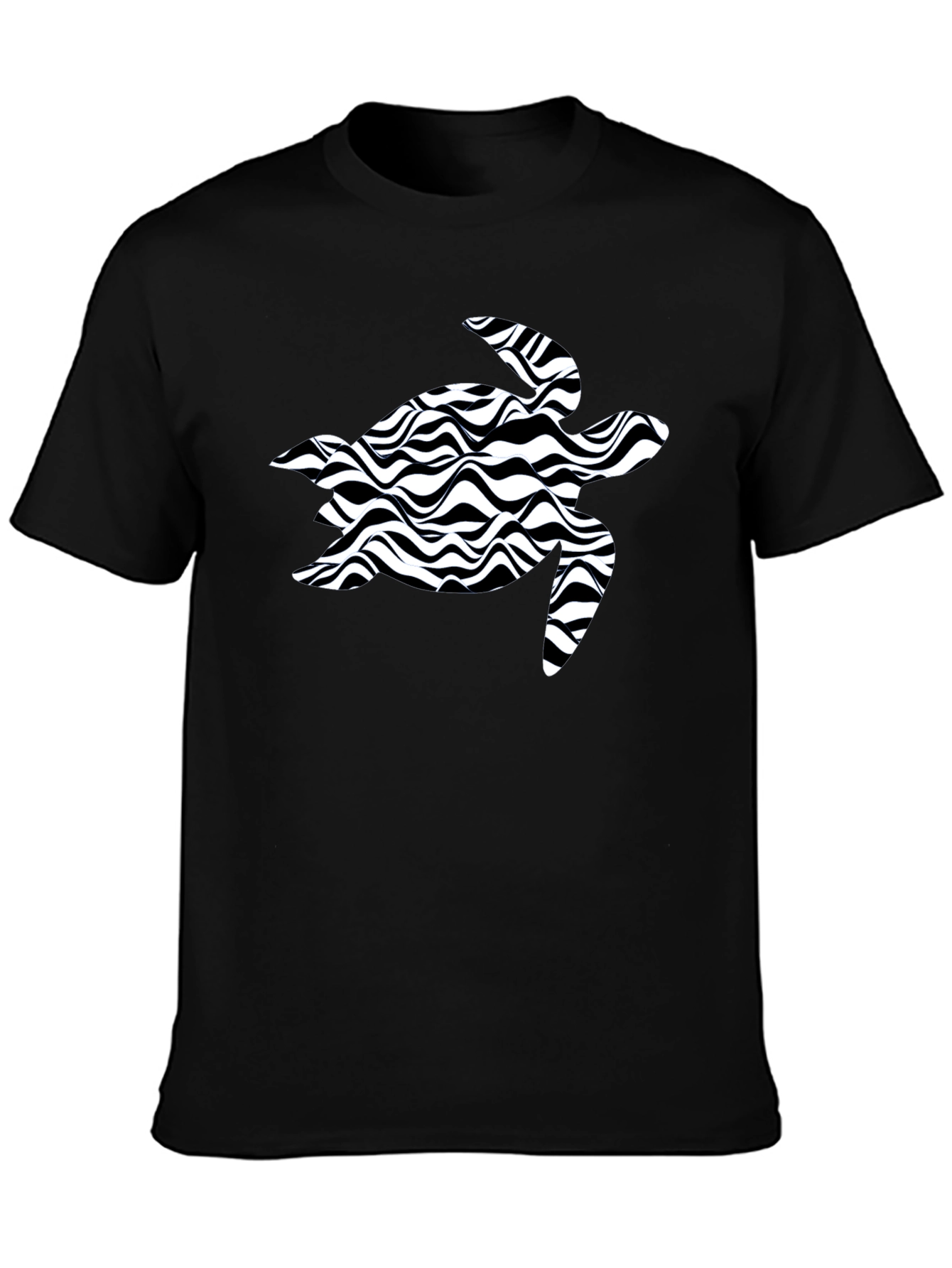Black Turtle Wave Pattern T-Shirt