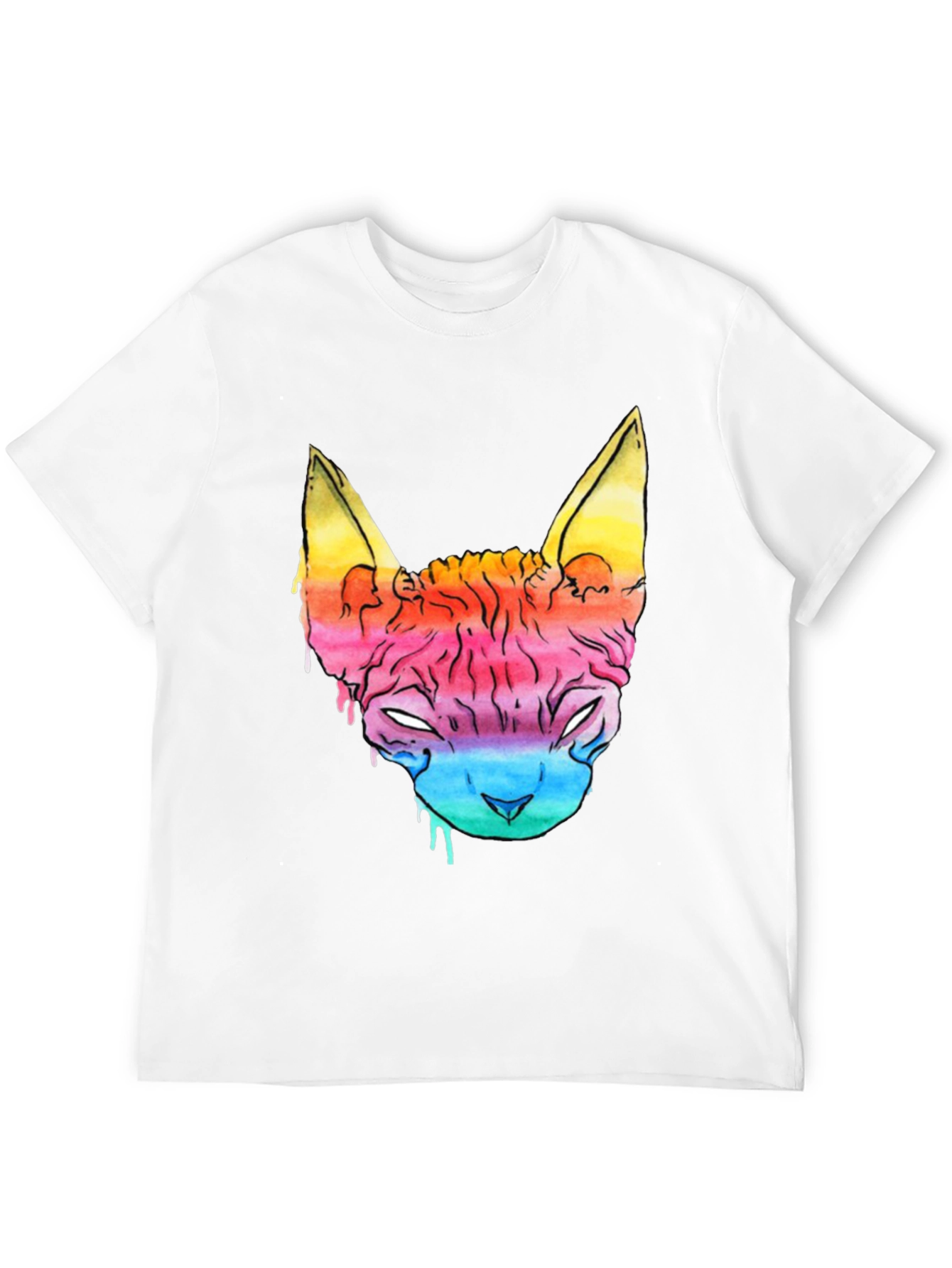 Rainbow Cat Graphic Tee - Mens Black T-Shirt